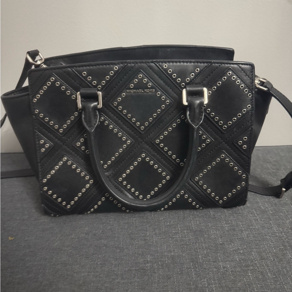 MICHAEL Michael Kors Black Studded Satchel